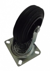 Swivel Industrial Castor with Black Rubber Tyred Wheel